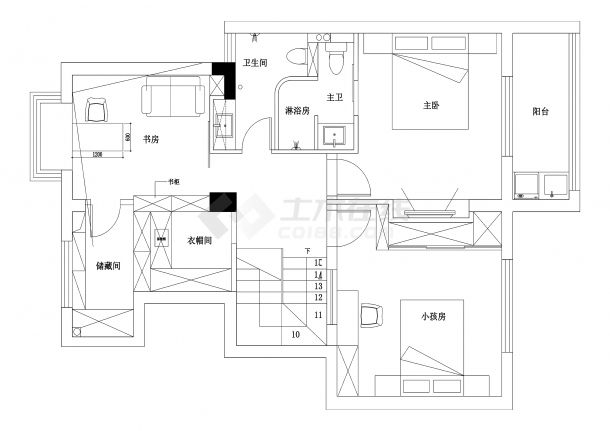 地中海田园风格两层别墅装修室内装修设计施工CAD图纸-图二