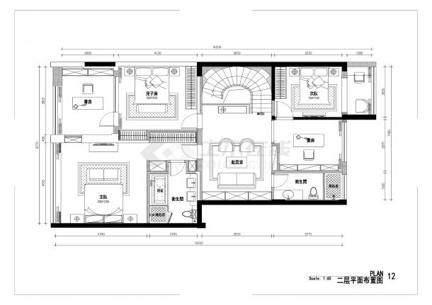 【赣州】中廷森林公馆两层别墅含地下室装修施工图CAD图纸-图二