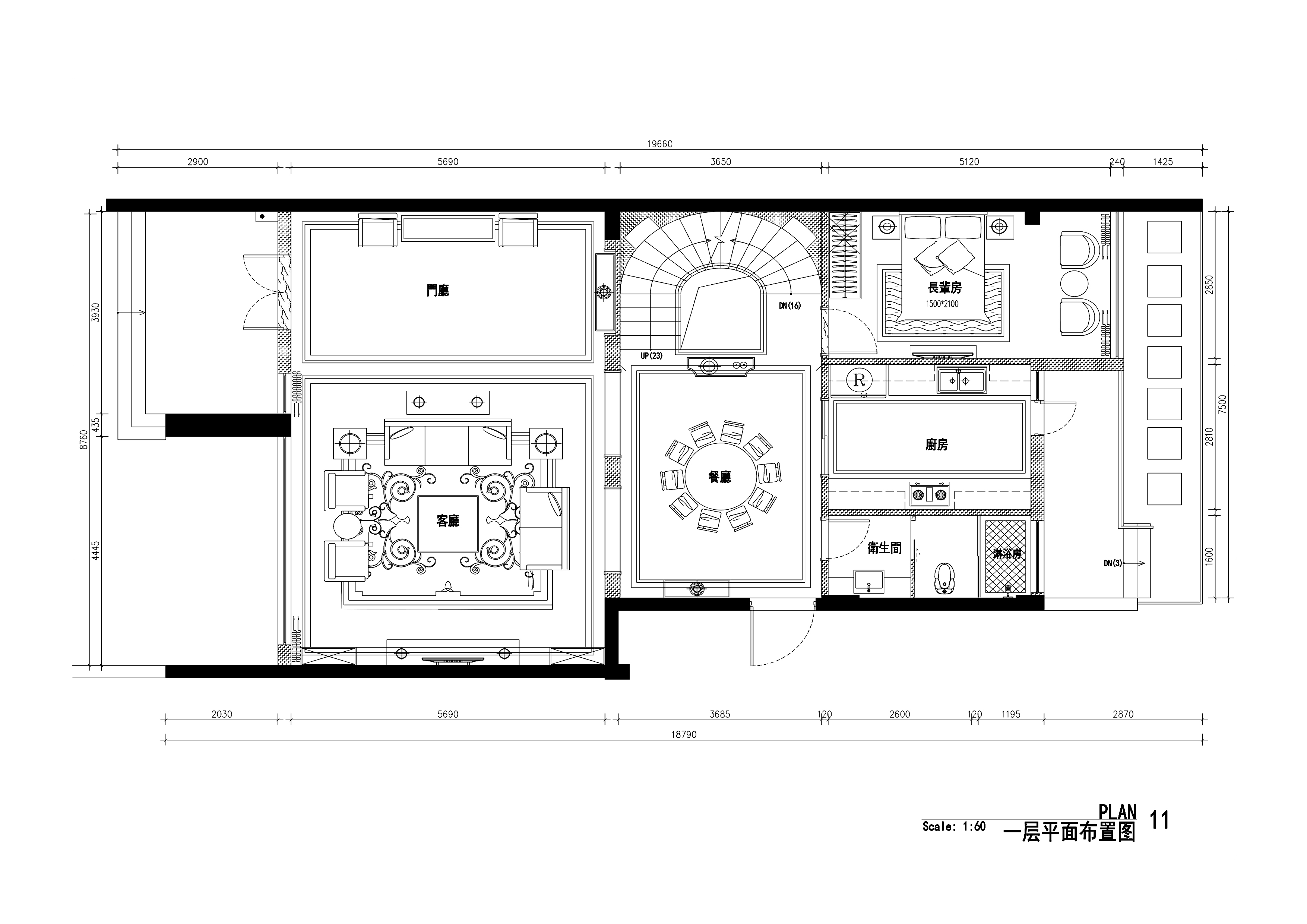 【赣州】中廷森林公馆两层别墅含地下室装修施工图CAD图纸