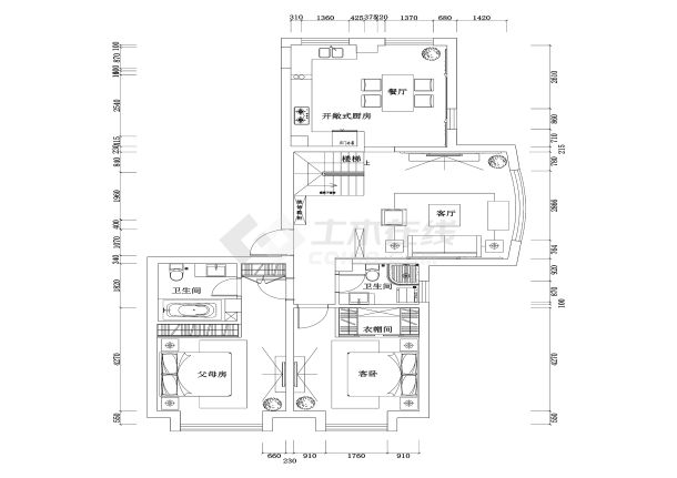 【沧州】沧州欧式风格两层复式别墅装修施工CAD图纸-图一