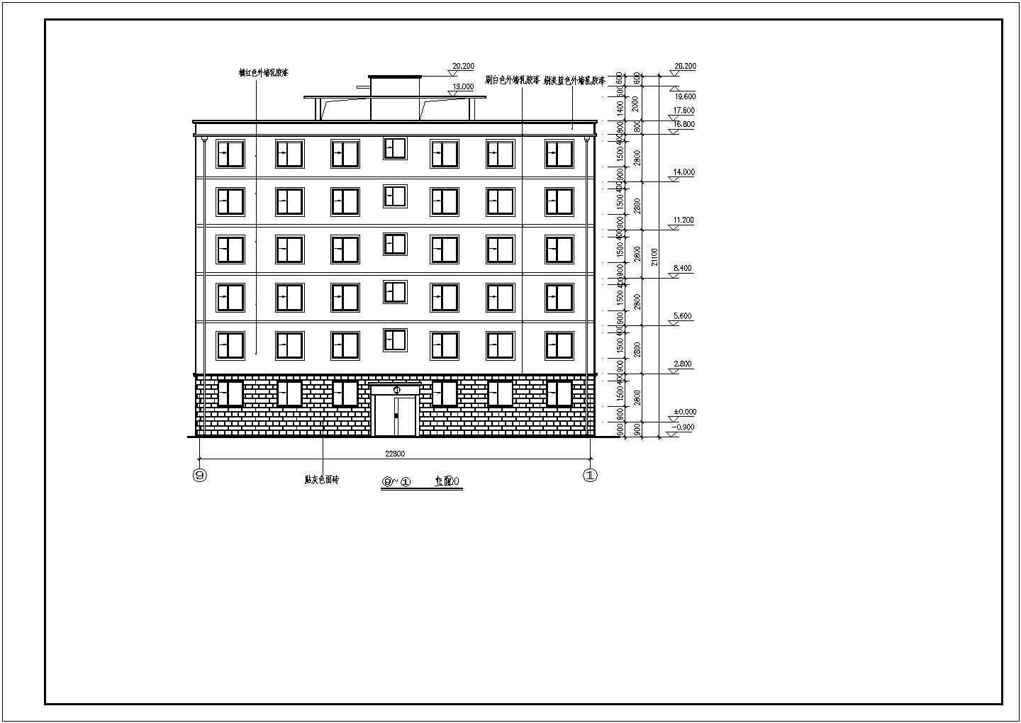 某地6层砖混住宅楼建筑方案设计图