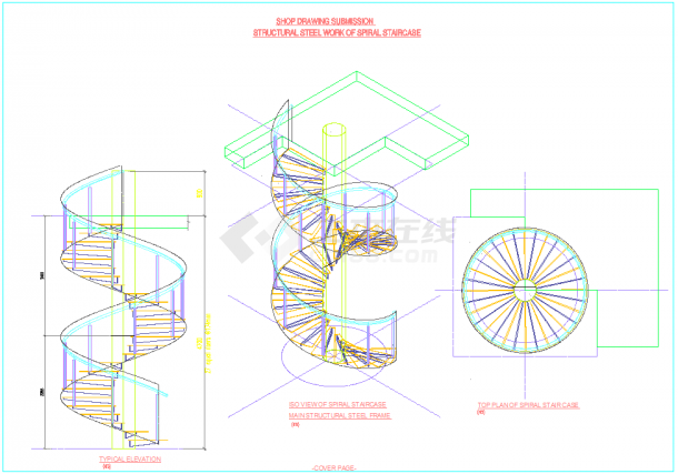 3D SPIRAL STAIRCASE螺旋楼梯CAD图纸-图一