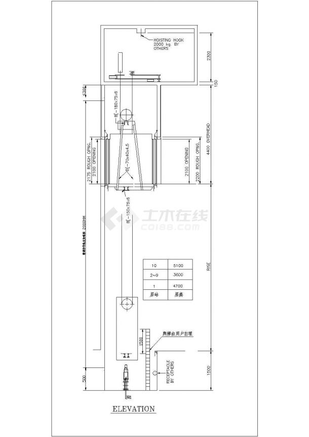 某商场电梯井结构CAD图纸-图二