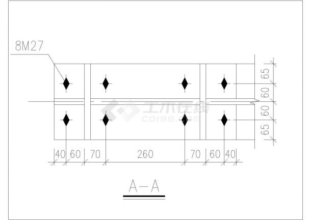 [节点详图]某400X250屋面梁柱连接节点构造详图-图一