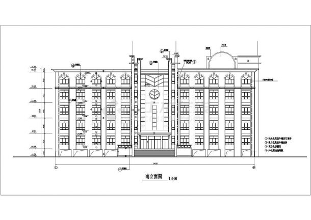 【安徽省】某中学五层综合楼建筑设计方案CAD图-图二