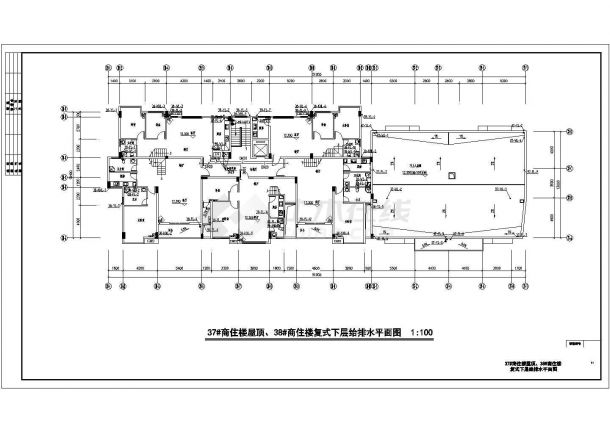 广东省某小区内多栋商住楼及室外给排水平面施工图设计-图一