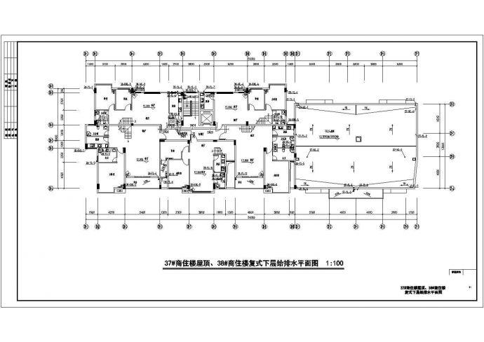 广东省某小区内多栋商住楼及室外给排水平面施工图设计_图1