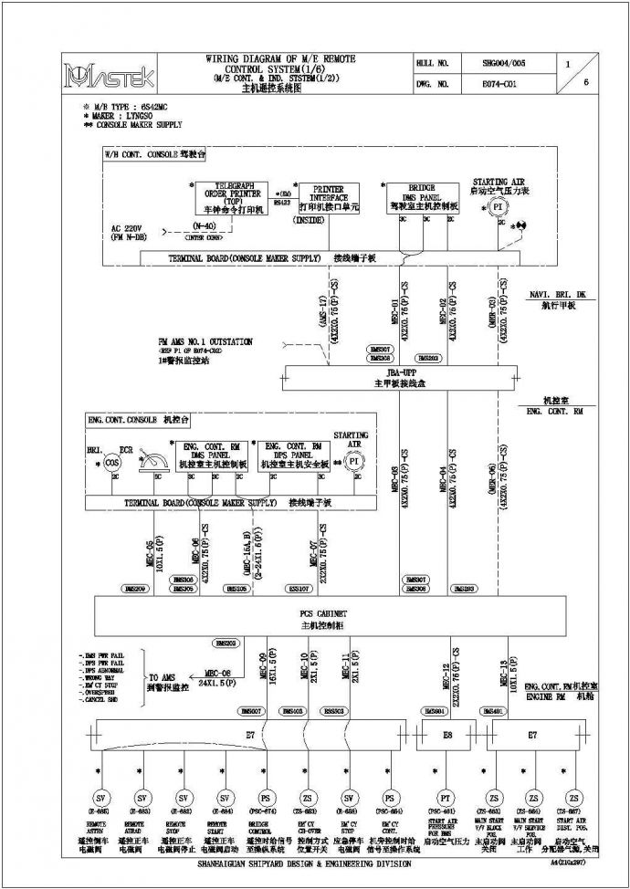 船舶主机遥控电气设计系统图_图1