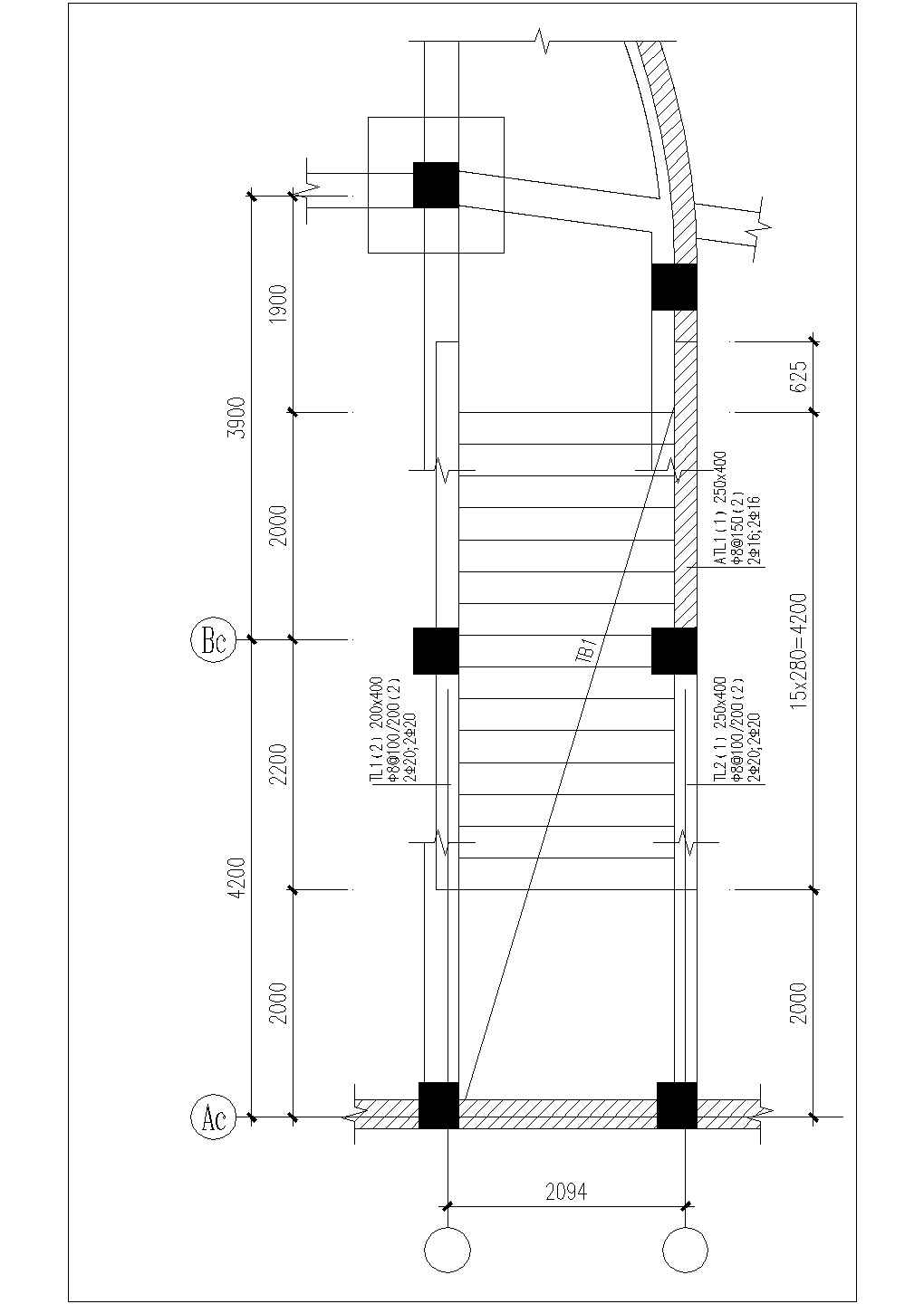 [节点详图]某地下室楼梯大样节点构造详图