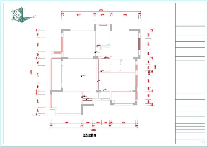 CAD套房室内装修户型CAD图纸_图1