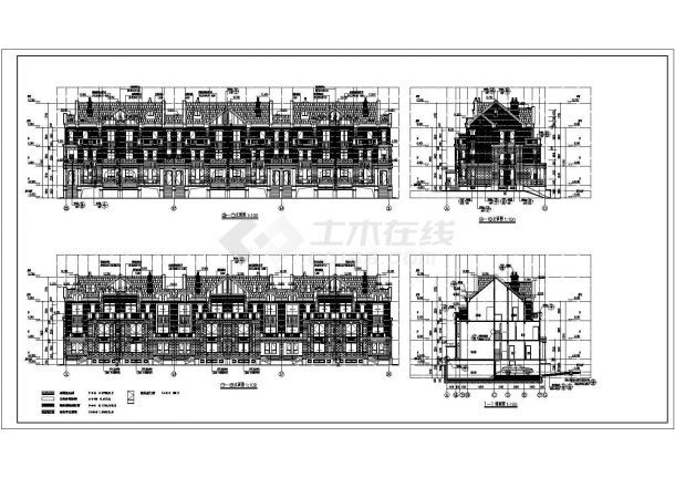 西南地区三层联排别墅建筑设计施工图-图一