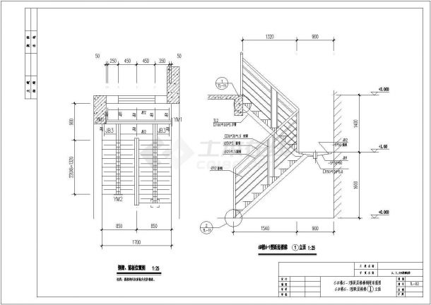 某钢结构楼梯CAD参考图-图二