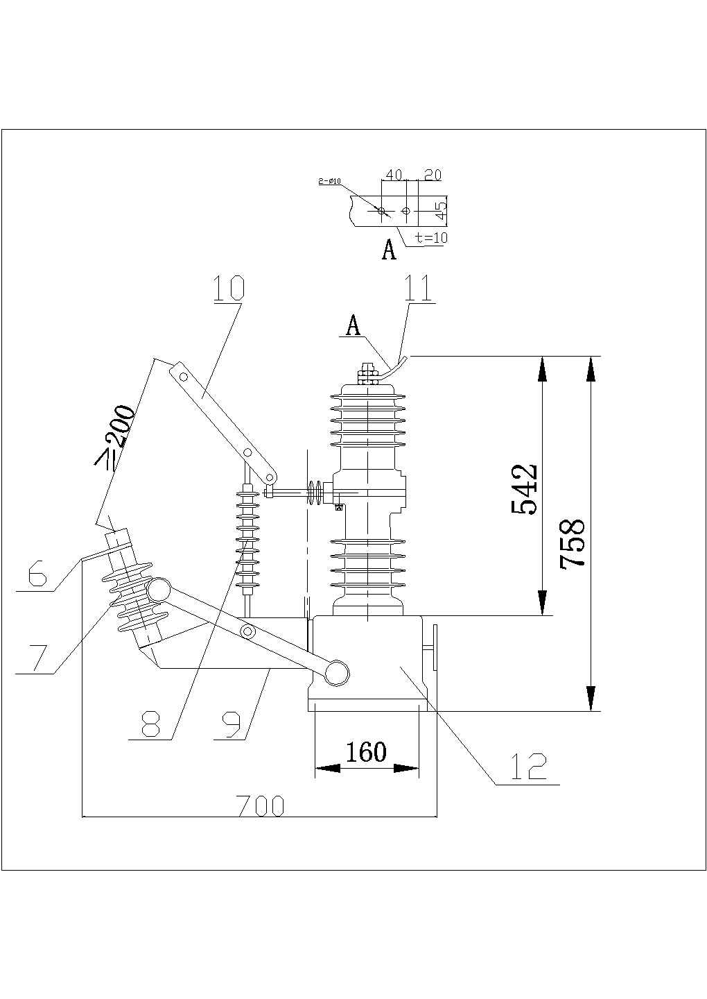 ZW32-12真空断路器cad安装详图