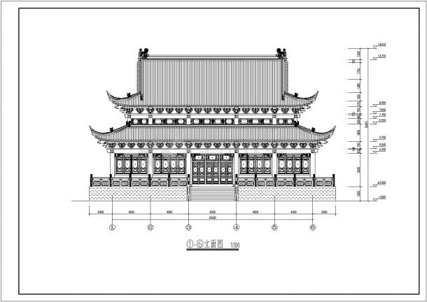 某地单层框架结构仿古大殿建筑设计施工图-图一