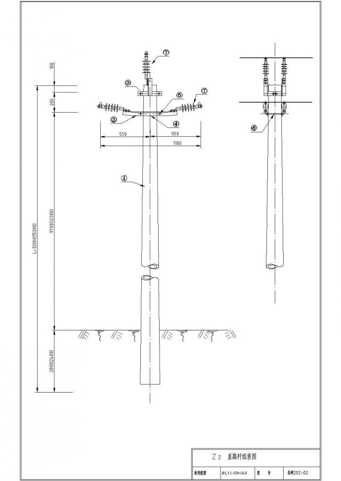 [节点详图]某架空电力线杆cad图纸_图1