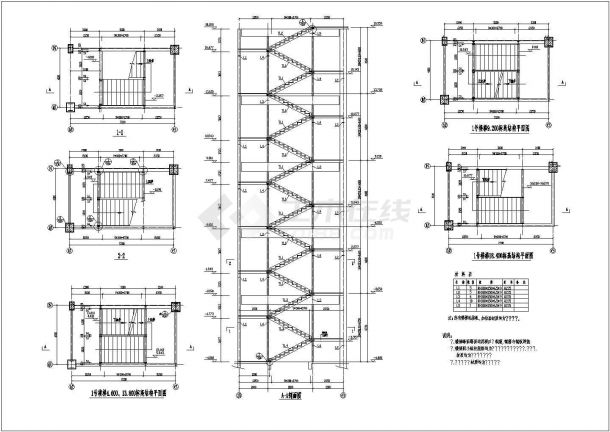 [节点详图]某三跑钢楼梯设计cad详图-图一