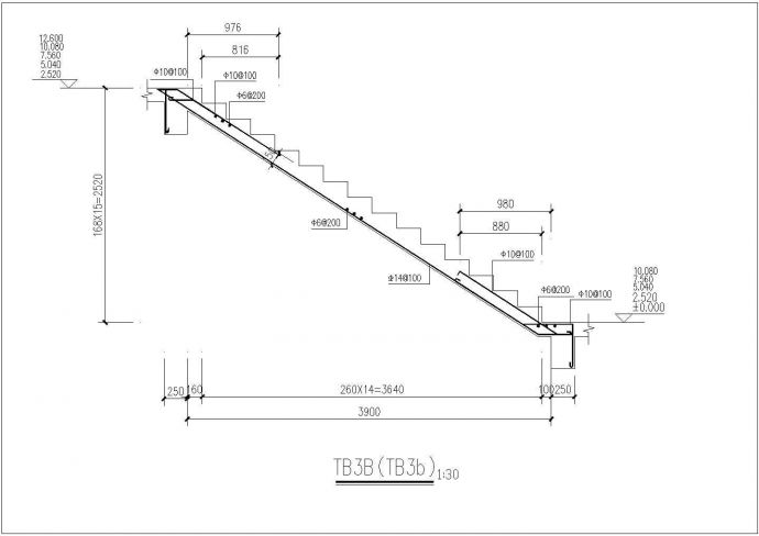 [节点详图]某高层地下室自行车坡道和剪刀式楼梯结构详图_图1