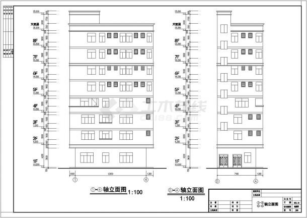 广州某8层混凝土框架剪力墙结构住宅楼建筑施工图纸-图二