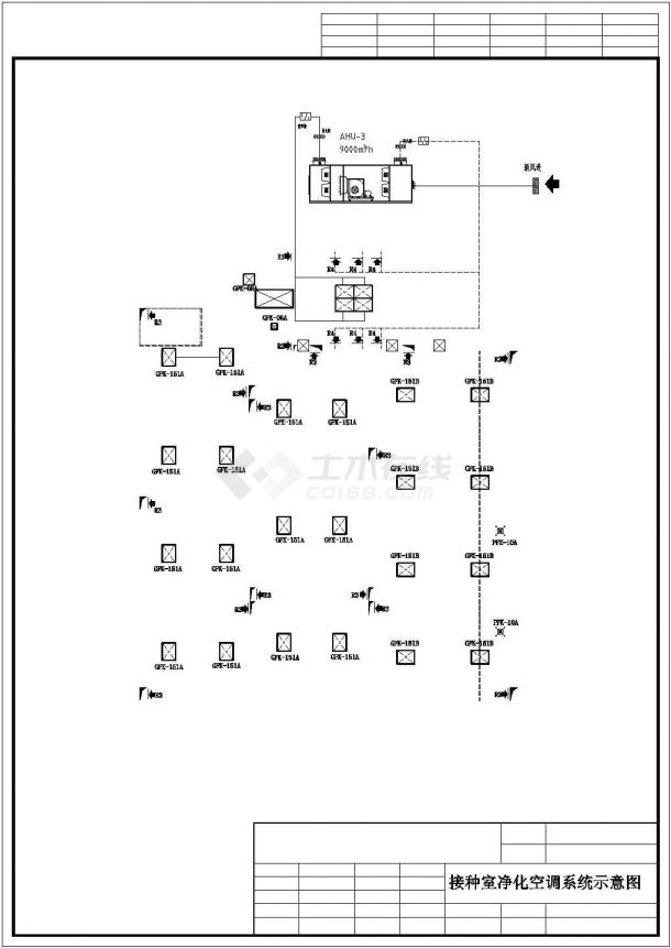 某洁净室系统流程设计cad图，共9张-图一