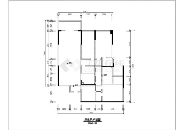 商品房室内装修施工CAD布置图-图一