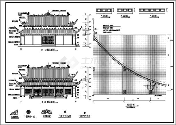 某地一层仿古设计寺庙建筑设计施工图-图二