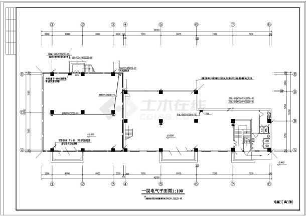某工厂仓库兼办公楼电气设计施工图（共8张）-图一