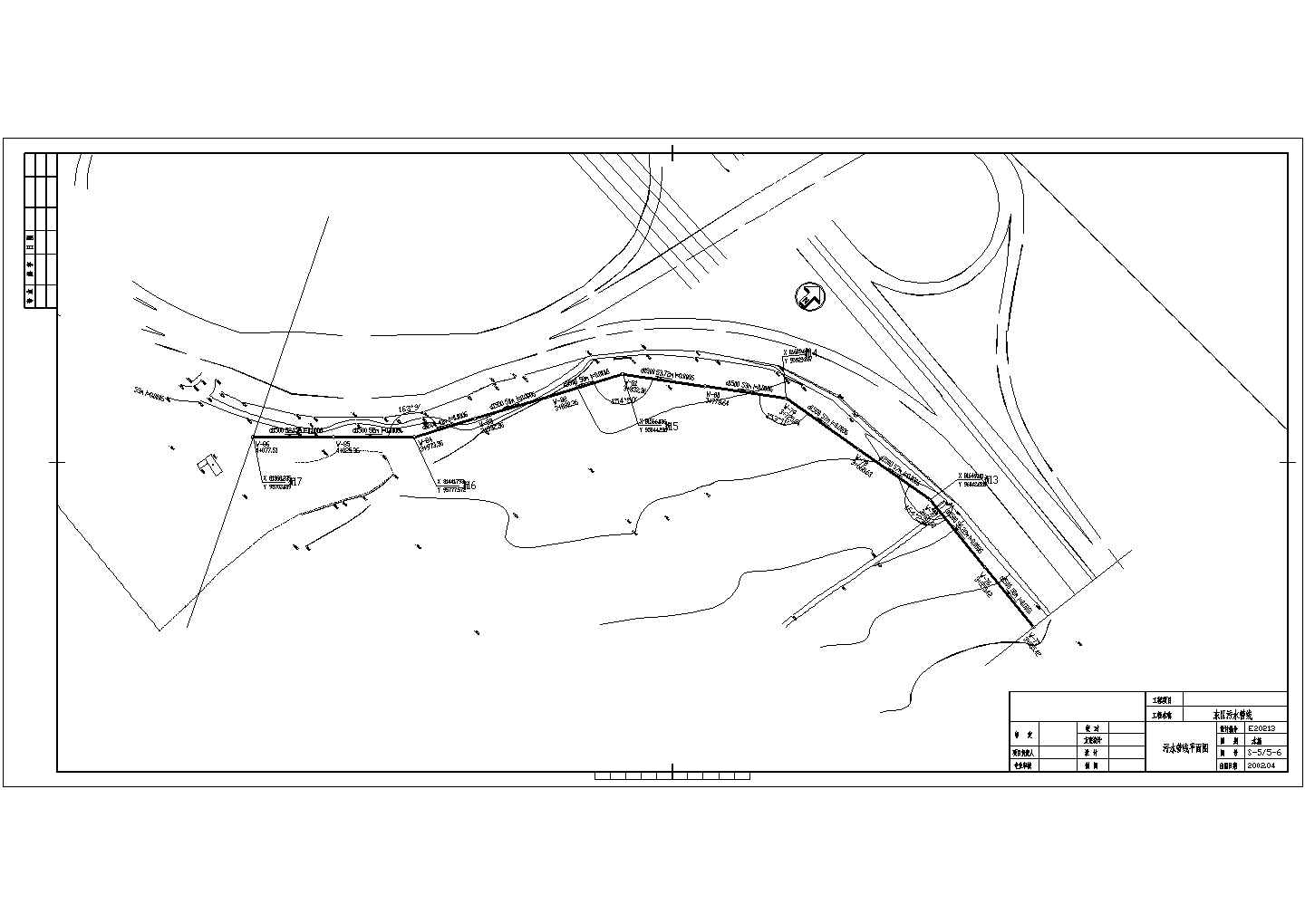市政污水管线设计cad图，含设计说明