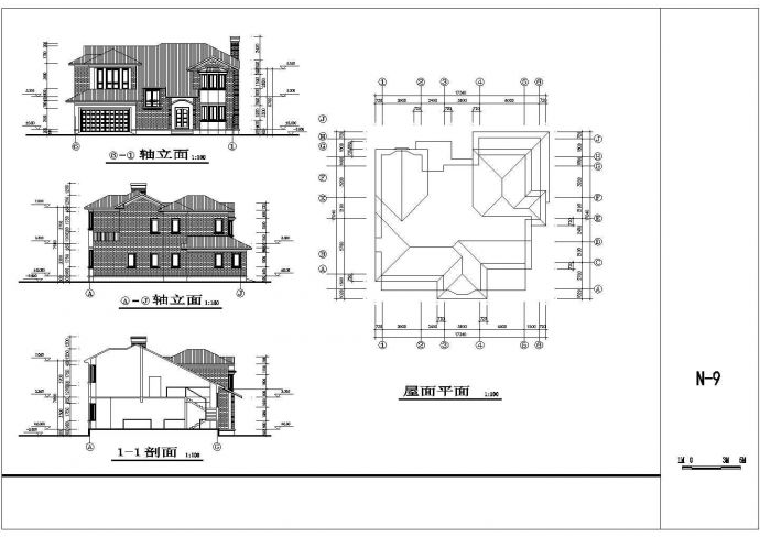 某地两层框架结构小别墅建筑设计方案图_图1