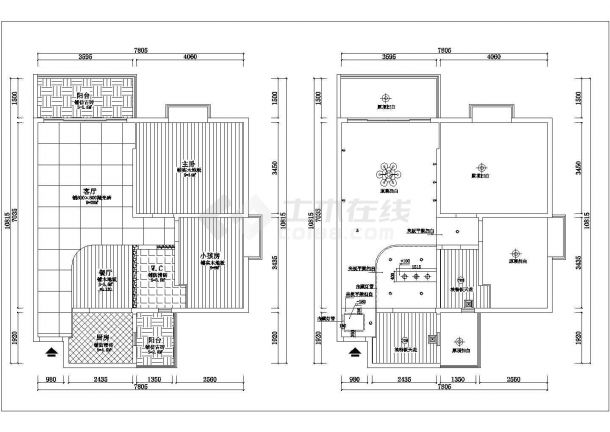 某高层住宅楼两室两厅室内装修及电气设计施工图-图一