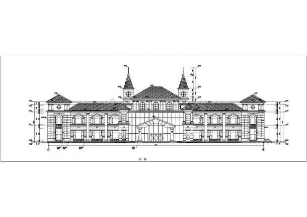 墓地4层框架结构欧式娱乐中心用房建筑设计方案图-图一