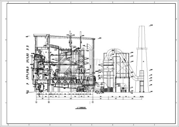 2x75t/h蒸汽锅炉房系统图及平剖面设计图-图二