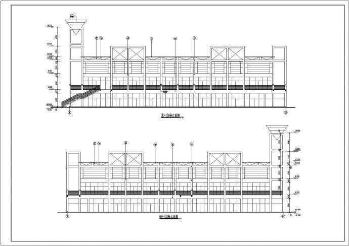 某地3层框架结构商业街建筑设计方案图_图1