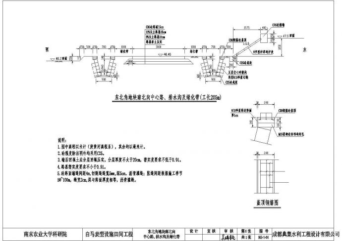 南京某大学排水沟绿化带护坡表型设施田间工程施工图_图1