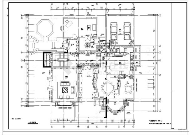 某市湖畔别墅全套CAD建筑施工图纸-图二