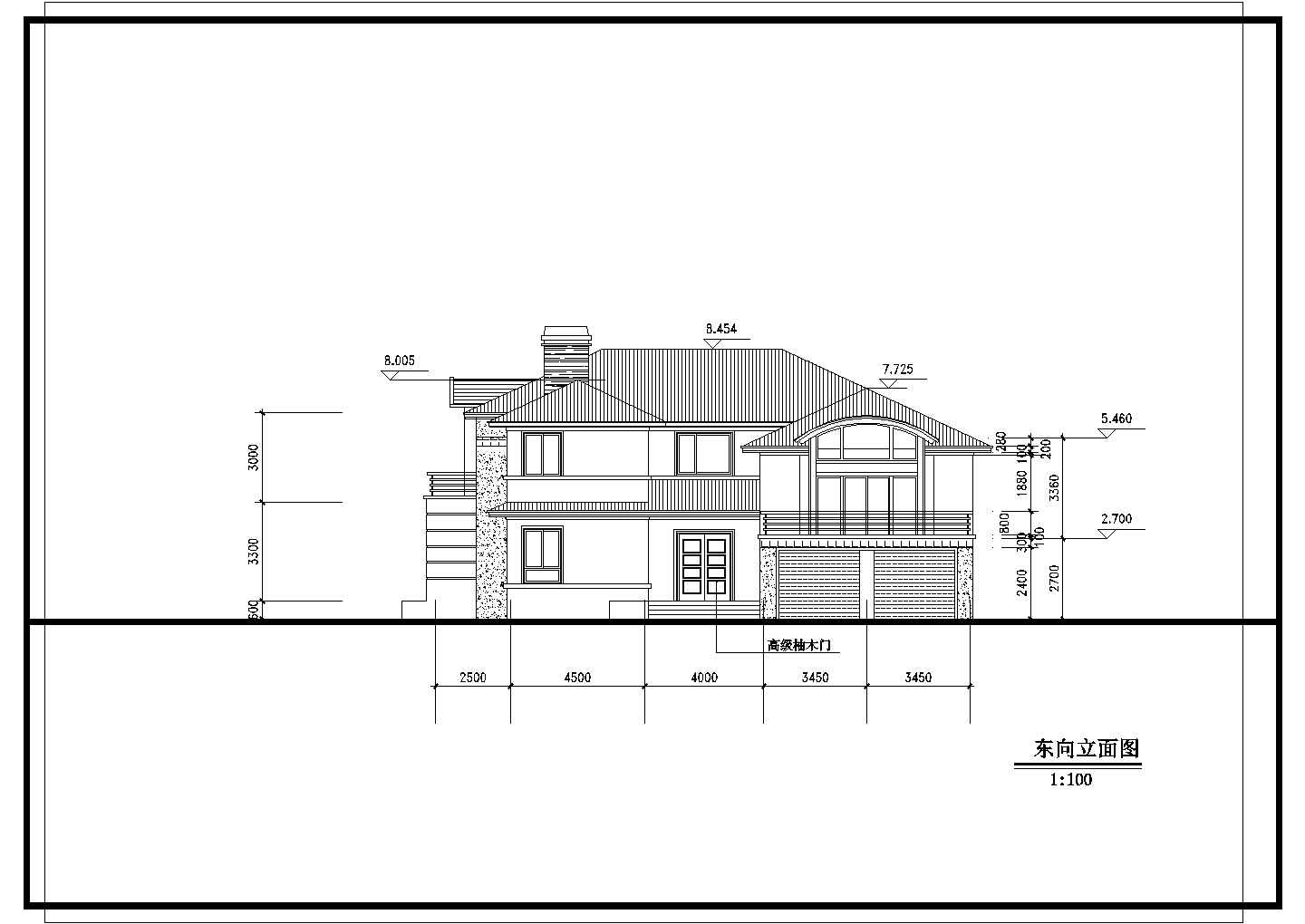 某小区二层别墅建筑CAD设计方案图纸