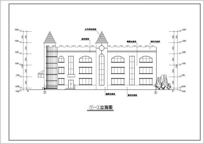 某小区3层框架幼儿园建筑设计方案图_图1