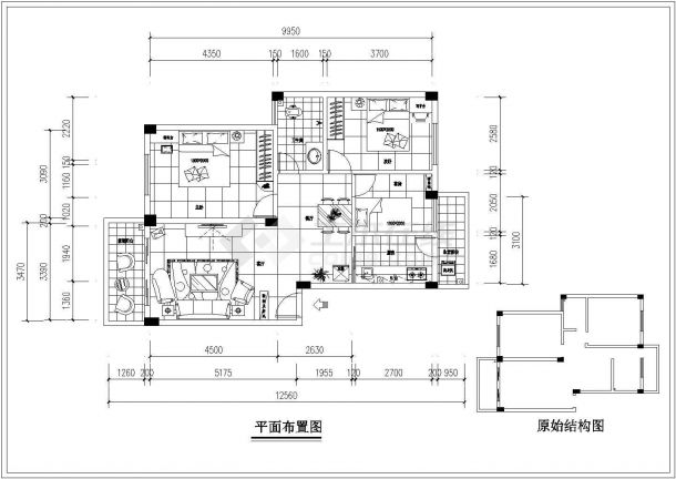某高层住宅三室两厅室内装修及电气设计施工图-图一