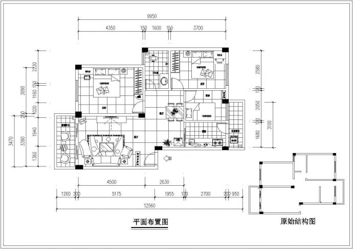 某高层住宅三室两厅室内装修及电气设计施工图_图1