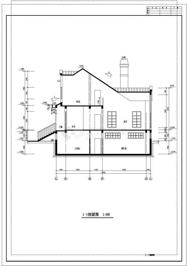 某带地下室欧式别墅建筑CAD施工设计图纸-图二