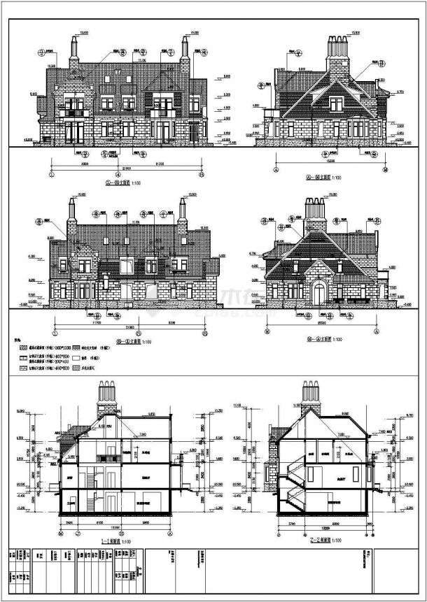 某2层框剪结构双拼别墅建筑施工图纸-图一