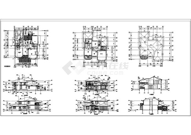 某400㎡二层别墅建筑施工CAD图纸-图一