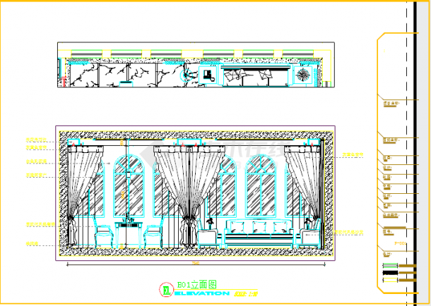 【重庆】灰色调后现代风格复式样板间装修施工CAD图（附效果图）-图一
