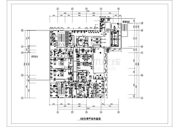小高层学校食堂餐饮楼空调新风排烟系统设计施工图（平面图全）-图二