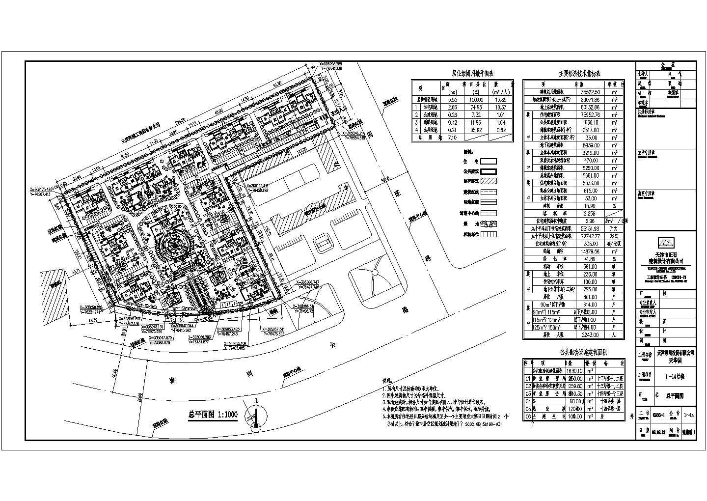 天津某住宅小区建筑规划设计总平面图