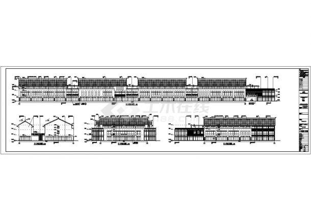 某三层框架结构商业步行街建筑设计施工图（坡屋顶）-图一