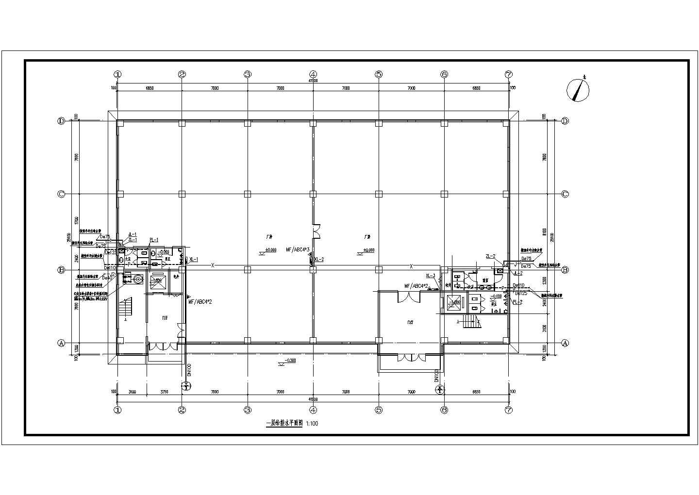 某四层丙类厂房风机盘管空调给排水消防设计施工图