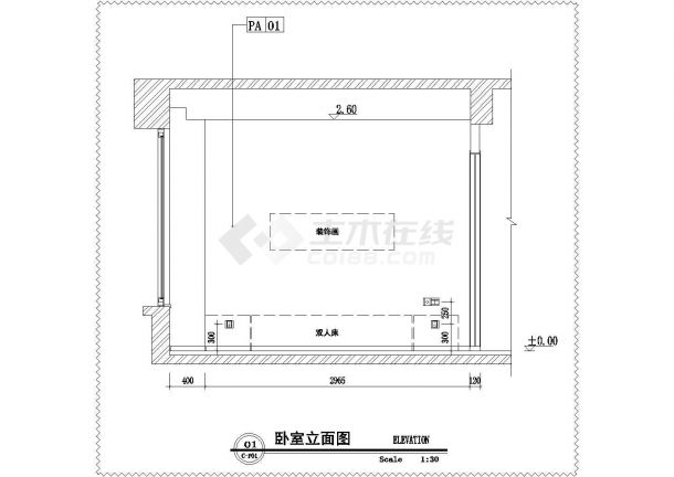 【上海】商业中心地块现代小户型一居室装修施工CAD图-图二