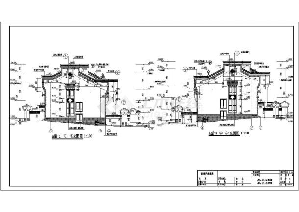 成都两层框架结构三拼别墅建筑设计施工图（中式）-图一