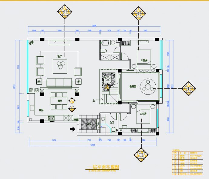 精品现代简约风格两层别墅室内设计装修施工图（附效果图）_图1