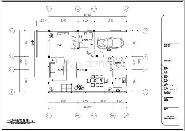 温馨简欧风格复式样板间装修施工CAD图（附效果图）-图一
